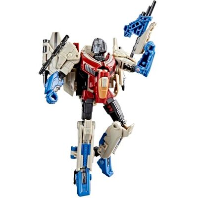 Transformers Generations Studio Series, Starscream Deluxe Class figuur 11,4 cm, verandert in Cybertronian Tetra Jet, bevat 2 Zero Ray Blasters. Geschikt voor kinderen vanaf 8 jaar Transformers Generations Studio Series, Starscream Deluxe Class figuur 11,4 cm, verandert in Cybertronian Tetra Jet, bevat 2 Zero Ray Blasters. Geschikt voor kinderen vanaf 8 jaar