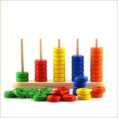 Dida Verticale houten Abacus met 5 posities voor kinderen, Montessori-educatief speelgoed, ctisch gereedschap voor de basisschool, wiskunde en wisselleren Dida Verticale houten Abacus met 5 posities voor kinderen, Montessori-educatief speelgoed, ctisch gereedschap voor de basisschool, wiskunde en wisselleren