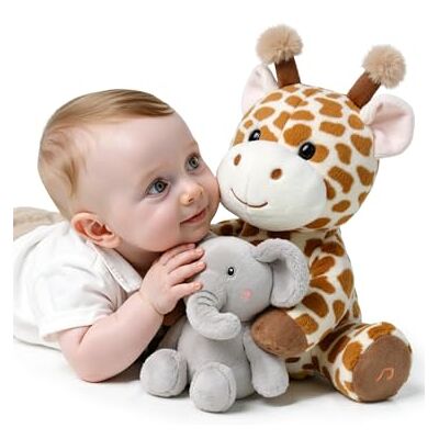 TUMAMA KIDS Interactief pluche speelgoed voor kinderen, giraf en olifant, spreken en zingen, herhaal wat je zegt, interactief elektronisch muziekspeelgoed voor kinderen, cadeau TUMAMA KIDS Interactief pluche speelgoed voor kinderen, giraf en olifant, spreken en zingen, herhaal wat je zegt, interactief elektronisch muziekspeelgoed voor kinderen, cadeau
