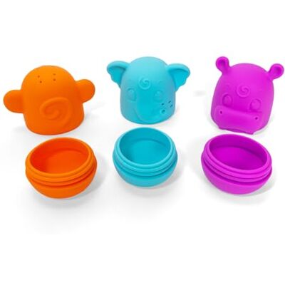 Simba ABC Set van 3 zachte siliconen badspeelgoed (hippo, olifant, aap), gemakkelijk te reinigen door opening, badspeelgoed voor peuters vanaf 12 maanden, 8 cm Simba ABC Set van 3 zachte siliconen badspeelgoed (hippo, olifant, aap), gemakkelijk te reinigen door opening, badspeelgoed voor peuters vanaf 12 maanden, 8 cm
