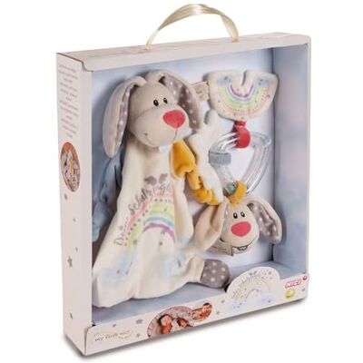NICI MyFirst 48678 Knuffelset en rammelaar, bescherming konijn van je beschermengel, in geschenkverpakking, 32 x 30 x 6,3 cm, beige NICI MyFirst 48678 Knuffelset en rammelaar, bescherming konijn van je beschermengel, in geschenkverpakking, 32 x 30 x 6,3 cm, beige
