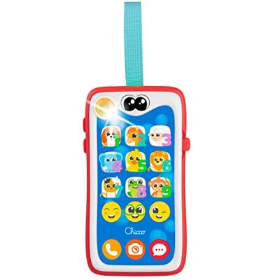 Chicco Smiley Tweetalige Spaans/Engelse smartphone, didactiek voor kinderen, sprekend en interactief speelgoed, touchscreen, lichten en geluiden, kinderwagenriem en zitting van 6 maanden tot 3 jaar Chicco Smiley Tweetalige Spaans/Engelse smartphone, didactiek voor kinderen, sprekend en interactief speelgoed, touchscreen, lichten en geluiden, kinderwagenriem en zitting van 6 maanden tot 3 jaar