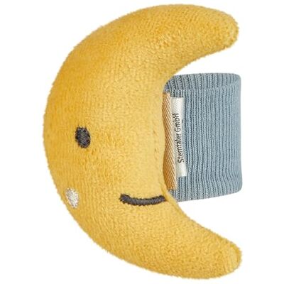 Sterntaler Maanarm rammelaar, babyspeelgoed, elastische manchetten, gemakkelijk aan te trekken, rammelaar om te spelen en vast te pakken, 7,5 × 6 × 3 cm, mat geel Sterntaler Maanarm rammelaar, babyspeelgoed, elastische manchetten, gemakkelijk aan te trekken, rammelaar om te spelen en vast te pakken, 7,5 × 6 × 3 cm, mat geel