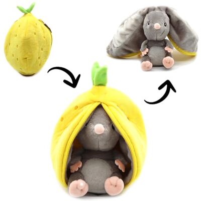 FLIPETZ Les DéGLINGOS – knuffeldier Rocket de muis/citroen – omkeerbare verstopper-muis – zacht pluche voor baby's – cadeau-idee voor de geboorte, geel en grijs FLIPETZ Les DéGLINGOS – knuffeldier Rocket de muis/citroen – omkeerbare verstopper-muis – zacht pluche voor baby's – cadeau-idee voor de geboorte, geel en grijs