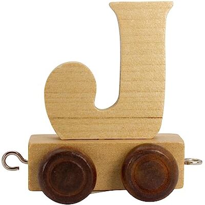 GICO Houten trein met treinletters, locomotief, wagon, A-Z, naam naar keuze (J) GICO Houten trein met treinletters, locomotief, wagon, A-Z, naam naar keuze (J)