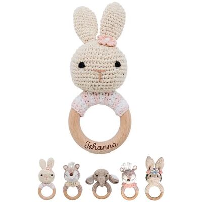wunderwunsch Gepersonaliseerde bijtring voor baby's Mooie rammelaar voor baby's vanaf 0 maanden Rammelaar met naam als doopcadeau voor meisjes en jongens (zonder gravure, roze gestreept konijn) wunderwunsch Gepersonaliseerde bijtring voor baby's Mooie rammelaar voor baby's vanaf 0 maanden Rammelaar met naam als doopcadeau voor meisjes en jongens (zonder gravure, roze gestreept konijn)