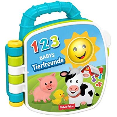 Fisher-Price GFP29 liedjesboek met liedjes en geluiden voor het leren over dieren en cijfers, babyspeelgoed vanaf 6 maanden Fisher-Price GFP29 liedjesboek met liedjes en geluiden voor het leren over dieren en cijfers, babyspeelgoed vanaf 6 maanden