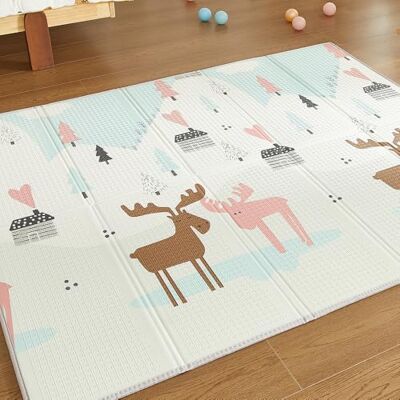 CASABEL Babykruipmat, ontwikkelbaar, 180 x 150 cm, opvouwbaar, waterdicht en dik, hertenmotief, groot formaat, kleurrijk design, compacte speelmat, gemakkelijk op te bergen CASABEL Babykruipmat, ontwikkelbaar, 180 x 150 cm, opvouwbaar, waterdicht en dik, hertenmotief, groot formaat, kleurrijk design, compacte speelmat, gemakkelijk op te bergen