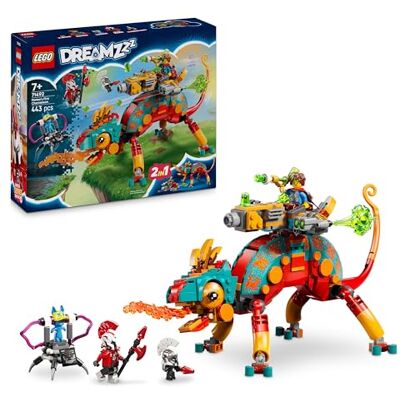 Lego DREAMZzz Mateo's vuurspuwende kameleon 71492 Speelgoed voor jongens vanaf 7 jaar, dierenfiguur verandert in een jet en robot of keeper, 2 minifiguren, cadeau, 443 stuks Lego DREAMZzz Mateo's vuurspuwende kameleon 71492 Speelgoed voor jongens vanaf 7 jaar, dierenfiguur verandert in een jet en robot of keeper, 2 minifiguren, cadeau, 443 stuks