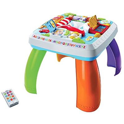 Fisher-Price Tweetalige activiteitentafel progressieve ontwaken voor baby's met 5 speelzones, Franse versie, 6 maanden en ouder, DPV20 Fisher-Price Tweetalige activiteitentafel progressieve ontwaken voor baby's met 5 speelzones, Franse versie, 6 maanden en ouder, DPV20
