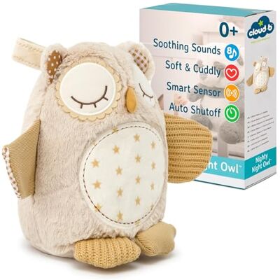 Cloud B Kalmerende geluidsmachine, pluche dier, 4 witte geluiden en 4 slaapliedjes, automatische uitschakeling, slimme sensor, muzikaal pluche slaapliedje, uil nachtuil Smart Sensor Cloud B Kalmerende geluidsmachine, pluche dier, 4 witte geluiden en 4 slaapliedjes, automatische uitschakeling, slimme sensor, muzikaal pluche slaapliedje, uil nachtuil Smart Sensor