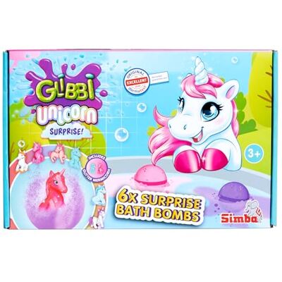 Simba Unicorn Surprise 6 stuks sprankelende badbommen met eenhoorn-verrassing, kleurrijk badplezier voor kinderen vanaf 3 jaar, cadeau-idee voor meisjes en jongens, badspeelgoed met effect Simba Unicorn Surprise 6 stuks sprankelende badbommen met eenhoorn-verrassing, kleurrijk badplezier voor kinderen vanaf 3 jaar, cadeau-idee voor meisjes en jongens, badspeelgoed met effect