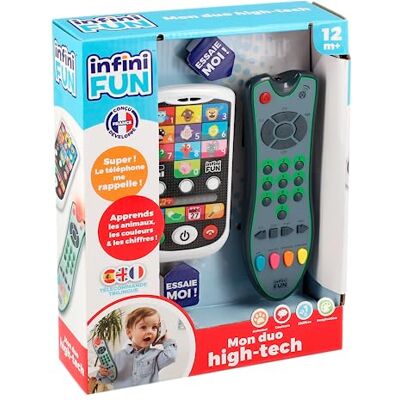 Infini Fun Mon Duo High-Tech telefoon + afstandsbediening 1 drietalige Frans/Engels/Spaanse afstandsbediening en 1 telefoon Ultra realistisch! Infini Fun Mon Duo High-Tech telefoon + afstandsbediening 1 drietalige Frans/Engels/Spaanse afstandsbediening en 1 telefoon Ultra realistisch!