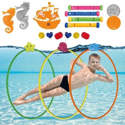 Original Cup OceanHunt Onderwaterduikspeelgoed, complete set zwembadspel voor kinderen, piratenschattenjacht, hoepels, spelletjes voor buiten, kinderen, waterspeelgoed, OriginalCorner Original Cup OceanHunt Onderwaterduikspeelgoed, complete set zwembadspel voor kinderen, piratenschattenjacht, hoepels, spelletjes voor buiten, kinderen, waterspeelgoed, OriginalCorner