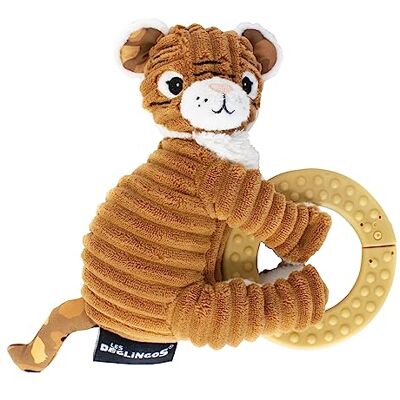 Les Déglingos Bijtring voor baby's, jongens (speculos de tijger), pluche dier voor baby's, tijger, bruin Les Déglingos Bijtring voor baby's, jongens (speculos de tijger), pluche dier voor baby's, tijger, bruin