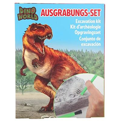 Depesche 11905 Dino World graafset, groot pleisterblok met 13-delig dinosaurusskelet en andere accessoires zoals hamer, beitel, borstel en veiligheidsbril Depesche 11905 Dino World graafset, groot pleisterblok met 13-delig dinosaurusskelet en andere accessoires zoals hamer, beitel, borstel en veiligheidsbril