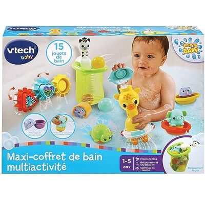 VTech Maxi-badset voor meerdere activiteiten, 15 badspeelgoed voor baby's, dieren, boten, 3 vormen, 3 ballen, opbergnet, cadeau voor kinderen, jongens en meisjes vanaf 1 jaar inhoud in het Frans VTech Maxi-badset voor meerdere activiteiten, 15 badspeelgoed voor baby's, dieren, boten, 3 vormen, 3 ballen, opbergnet, cadeau voor kinderen, jongens en meisjes vanaf 1 jaar inhoud in het Frans