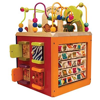 B. toys by Battat toys Zany Zoo Activiteitenkubus, speels activiteitencentrum, houten speelgoed voor kinderen vanaf 12 maanden B. toys by Battat toys Zany Zoo Activiteitenkubus, speels activiteitencentrum, houten speelgoed voor kinderen vanaf 12 maanden