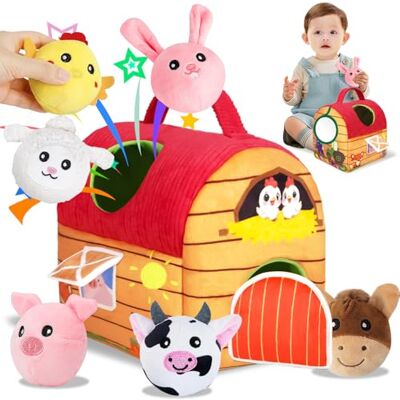 NXPZ Speelgoed voor baby's van 6 tot 12 maanden, Montessori-speelgoed voor baby's, sensorische boerderijwatten met zachte pluche dieren en spiegel, cadeau voor meisjes en jongens van 3, 6, 9, 12 maanden NXPZ Speelgoed voor baby's van 6 tot 12 maanden, Montessori-speelgoed voor baby's, sensorische boerderijwatten met zachte pluche dieren en spiegel, cadeau voor meisjes en jongens van 3, 6, 9, 12 maanden