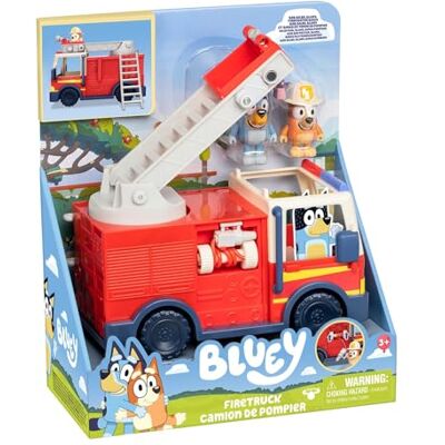 Rocco Giocattoli Bluey Brandweerwagen Mobiele duwwagen met twee actiefiguren Rocco Giocattoli Bluey Brandweerwagen Mobiele duwwagen met twee actiefiguren