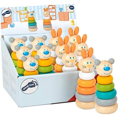 Small Foot 1714 Stapelttoren 12 stuks, steekspel in pastelkleuren en diermotieven zeer Tend Toys, 11714 Small Foot 1714 Stapelttoren 12 stuks, steekspel in pastelkleuren en diermotieven zeer Tend Toys, 11714