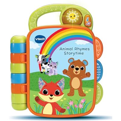 VTech Baby Animal Rhymes Storytime, interactief babyboek met 6 gemakkelijk te reinigen pagina's, verlichte knop, liedjes en melodieën, cadeau voor baby's van 9, 12, 18 maanden, Engelse versie VTech Baby Animal Rhymes Storytime, interactief babyboek met 6 gemakkelijk te reinigen pagina's, verlichte knop, liedjes en melodieën, cadeau voor baby's van 9, 12, 18 maanden, Engelse versie