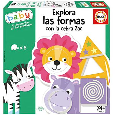 Educa Ontdek vormen met de Zac zebra tief spel voor kinderen met in elkaar grijpende dieren ter bevordering van de hand-oogcoördinatie, logisch redeneren en cognitieve ontwikkeling + 24 Educa Ontdek vormen met de Zac zebra tief spel voor kinderen met in elkaar grijpende dieren ter bevordering van de hand-oogcoördinatie, logisch redeneren en cognitieve ontwikkeling + 24