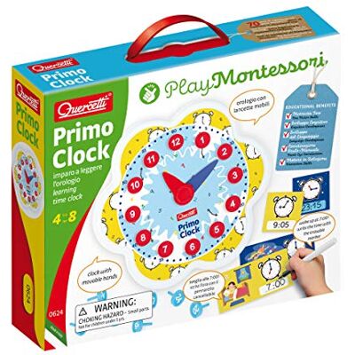 Quercetti Primo Clock – educatief spel om de tijd te leren lezen voor kinderen vanaf 4 jaar Didactische klok met beweegbare wijzers en activiteitenkaarten 0624 Quercetti Primo Clock – educatief spel om de tijd te leren lezen voor kinderen vanaf 4 jaar Didactische klok met beweegbare wijzers en activiteitenkaarten 0624
