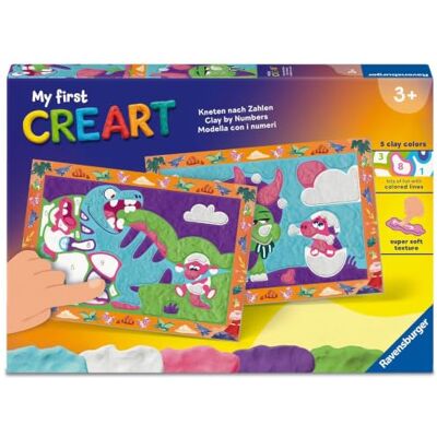 Ravensburger My First CreArt, kneden op cijfers, brutale dino's Ravensburger My First CreArt, kneden op cijfers, brutale dino's