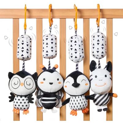 TUMAMA KIDS TUMAMA Kinderwagenspeelgoed, zwart en wit, kinderwagen, ophanging, hoog contrast, dier, pluche, rammelaar, speelgoed, zacht speelgoed, cadeau voor pasgeborenen TUMAMA KIDS TUMAMA Kinderwagenspeelgoed, zwart en wit, kinderwagen, ophanging, hoog contrast, dier, pluche, rammelaar, speelgoed, zacht speelgoed, cadeau voor pasgeborenen