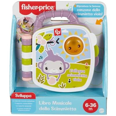 Fisher-Price Het boek met liedjes van de paarse aap, muziekboek met lichten en geluiden om te leren, Italiaanse versie, speelgoed voor kinderen, 6 maanden, JFN06 Fisher-Price Het boek met liedjes van de paarse aap, muziekboek met lichten en geluiden om te leren, Italiaanse versie, speelgoed voor kinderen, 6 maanden, JFN06