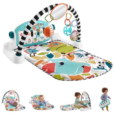 Fisher-Price Leermat met muzikale piano dieren, draagbaar muziekinstrument met leerniveaus voor kinderen vanaf de geboorte, Poolse versie HWY57 Fisher-Price Leermat met muzikale piano dieren, draagbaar muziekinstrument met leerniveaus voor kinderen vanaf de geboorte, Poolse versie HWY57