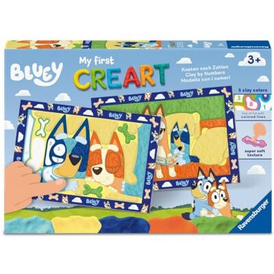 Ravensburger My First CreArt, kneden op cijfers Goede nacht, Bluey! Ravensburger My First CreArt, kneden op cijfers Goede nacht, Bluey!