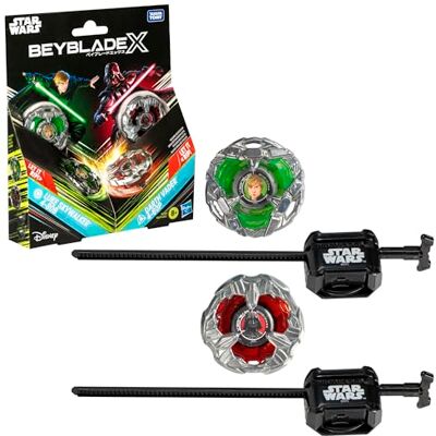 Hasbro Beyblade en X Star Wars Collab, Luke Skywalker 4-80B vs. Darth Vader 4-60B, multipack met 2 tollen en 2 launchers, meisjes en jongens vanaf 8 jaar Hasbro Beyblade en X Star Wars Collab, Luke Skywalker 4-80B vs. Darth Vader 4-60B, multipack met 2 tollen en 2 launchers, meisjes en jongens vanaf 8 jaar