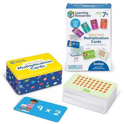 Learning Resources Mega XXL vermenigvuldigingskaart 7-11 jaar Manipulatieve wiskunde, Montessori activiteit, eerste schooldag, onmisbaar in de klas, 169 kaarten, vanaf 7 jaar Learning Resources Mega XXL vermenigvuldigingskaart 7-11 jaar Manipulatieve wiskunde, Montessori activiteit, eerste schooldag, onmisbaar in de klas, 169 kaarten, vanaf 7 jaar