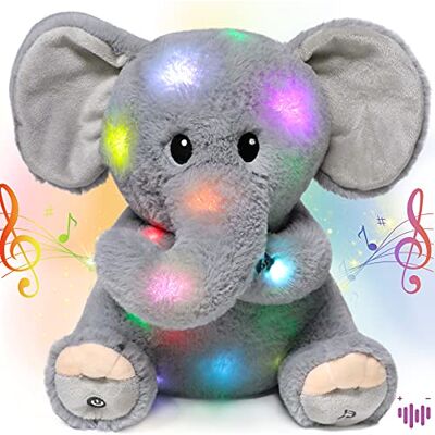 Hopearl Olifant Muzikaal Pluchen Lichtgevend LED Zingen Verstelbaar Volume Kalmerend Geanimeerd Nachtlampje Verjaardagsfeest Cadeau voor Kinderen Meisjes, Grijs, 27,9 cm Hopearl Olifant Muzikaal Pluchen Lichtgevend LED Zingen Verstelbaar Volume Kalmerend Geanimeerd Nachtlampje Verjaardagsfeest Cadeau voor Kinderen Meisjes, Grijs, 27,9 cm