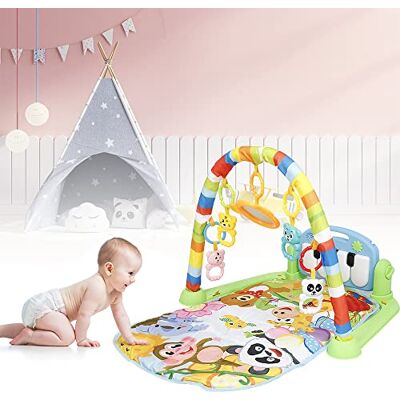 LANTUS Kruipmat voor baby's, kruipdeken en speelmat voor pasgeborenen met muziek en verlichting, verdikte speelmat voor baby's, fitness, piano voor geboorte in jongens en meisjes, speelbogen en speelgoed LANTUS Kruipmat voor baby's, kruipdeken en speelmat voor pasgeborenen met muziek en verlichting, verdikte speelmat voor baby's, fitness, piano voor geboorte in jongens en meisjes, speelbogen en speelgoed