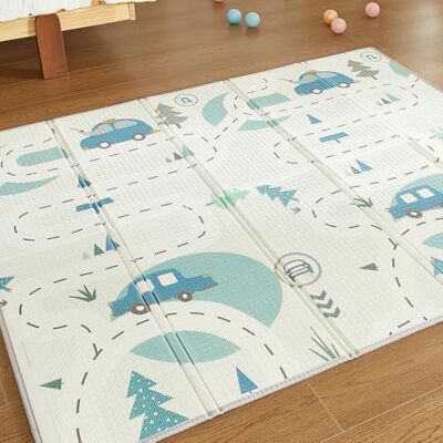 CASABEL Kruipmat voor baby's, schaalbaar, 180 x 150 cm, opvouwbaar, waterdicht en dik, motief landweg, groot formaat, kleurrijk design, compacte speelmat, gemakkelijk op te bergen CASABEL Kruipmat voor baby's, schaalbaar, 180 x 150 cm, opvouwbaar, waterdicht en dik, motief landweg, groot formaat, kleurrijk design, compacte speelmat, gemakkelijk op te bergen