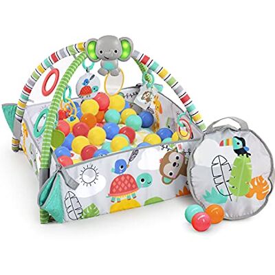 Bright Starts , 5-in-1 Totally Tropical Evolutionary en Multifunctionele speelmat, 40 ballen inbegrepen, speelboog, 7 afneembare speeltjes, 20 minuten licht en muziek, grijs, vanaf de geboorte. Bright Starts , 5-in-1 Totally Tropical Evolutionary en Multifunctionele speelmat, 40 ballen inbegrepen, speelboog, 7 afneembare speeltjes, 20 minuten licht en muziek, grijs, vanaf de geboorte.