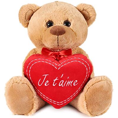BRUBAKER Zacht pluche dier Beer/Teddy met hart 'Je t'aime' 35 cm Lichtbruin BRUBAKER Zacht pluche dier Beer/Teddy met hart 'Je t'aime' 35 cm Lichtbruin