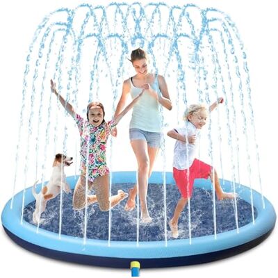 BUOAZR Waterstraalmat voor kinderen en honden, 170 cm, speelmat, dik, antislip, opblaasbaar waterspeelgoed, voor kinderen, zomer, tuin, buiten spelen BUOAZR Waterstraalmat voor kinderen en honden, 170 cm, speelmat, dik, antislip, opblaasbaar waterspeelgoed, voor kinderen, zomer, tuin, buiten spelen