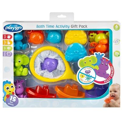 Playgro Bath Time Activity Gift Pack, 15-delig, babybadset, opbergnet, dieren en boten, cadeau vanaf 6 maanden Playgro Bath Time Activity Gift Pack, 15-delig, babybadset, opbergnet, dieren en boten, cadeau vanaf 6 maanden