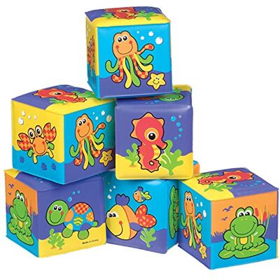 Playgro Zachte badkubussen, 6 stuks, met veelkleurige dieren, vanaf 6 maanden, afmetingen: 7 x 7 cm, meerkleurig, 40093 Playgro Zachte badkubussen, 6 stuks, met veelkleurige dieren, vanaf 6 maanden, afmetingen: 7 x 7 cm, meerkleurig, 40093