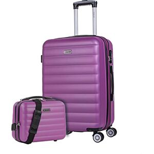 ITACA Reiskoffer met 4 wielen, trolley 55/65/75 cm en lichte, rekbare ABS-tas. 3 kleine, middelgrote 71200, Paars. ITACA Reiskoffer met 4 wielen, trolley 55/65/75 cm en lichte, rekbare ABS-tas. 3 kleine, middelgrote 71200, Paars.