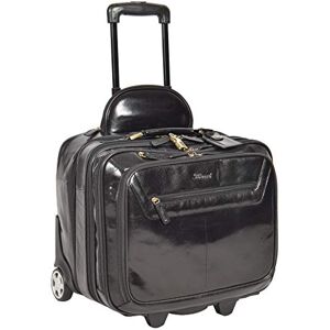House Of Leather Hol15 Laptoptas van echt leer, met telescopische handgreep, zwart., Pilotenkoffer met wielen House Of Leather Hol15 Laptoptas van echt leer, met telescopische handgreep, zwart., Pilotenkoffer met wielen