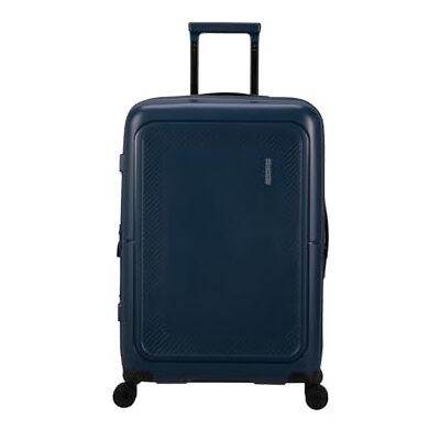 American Tourister Uitschuifbare middelzware trolley met 4 zwenkwielen en geïntegreerde sluiting met 3-cijferige combinatie met TSA-functie, groot hoofdvak, riemen, 1549 Nachtblauw, Rekbaar American Tourister Uitschuifbare middelzware trolley met 4 zwenkwielen en geïntegreerde sluiting met 3-cijferige combinatie met TSA-functie, groot hoofdvak, riemen, 1549 Nachtblauw, Rekbaar