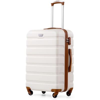 Coolife Reiskofferset 3 maten koffer groot formaat koffer cabine kleine koffer reistassen ABS koffer met 4 wielen, Wit/Bruin, Koffer van hoge kwaliteit Coolife Reiskofferset 3 maten koffer groot formaat koffer cabine kleine koffer reistassen ABS koffer met 4 wielen, Wit/Bruin, Koffer van hoge kwaliteit