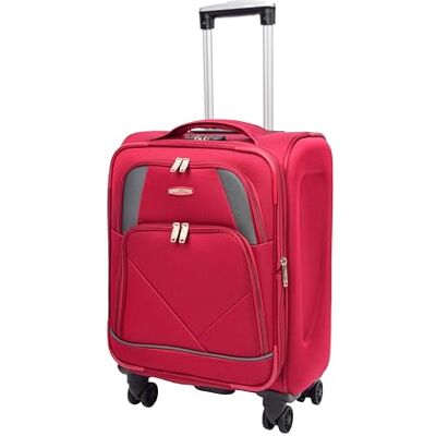 A1 FASHION GOODS Zachte trolley met 4 wielen York zwart rood paars, Rood, Uittrekbare zachte koffer met zwenkwielen A1 FASHION GOODS Zachte trolley met 4 wielen York zwart rood paars, Rood, Uittrekbare zachte koffer met zwenkwielen