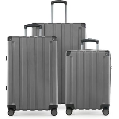 Hauptstadtkoffer Q-Damm Kofferset, 3-delig, S, M, L, cabine, 54 cm, medium, 68 cm, groot, 78 cm, TSA, harde schaal ABS, zilver., Koffer Hauptstadtkoffer Q-Damm Kofferset, 3-delig, S, M, L, cabine, 54 cm, medium, 68 cm, groot, 78 cm, TSA, harde schaal ABS, zilver., Koffer
