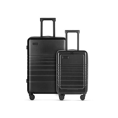 ETERNITIVE Reiskoffer van ABS, harde koffer met TSA-slot, 360° rolkoffer, zwart., 2-delige set (S + M) ETERNITIVE Reiskoffer van ABS, harde koffer met TSA-slot, 360° rolkoffer, zwart., 2-delige set (S + M)